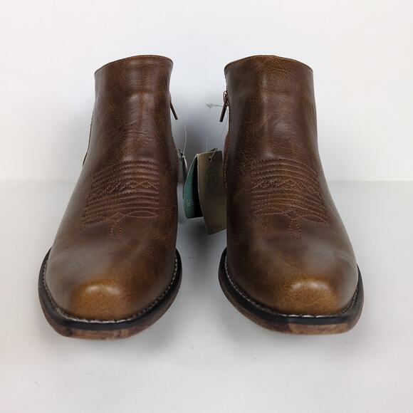 ROPER Brown Sedona Ankle Boots Aztec Heel Snip Toe Faux Leather Women's 11 - Picture 6 of 9